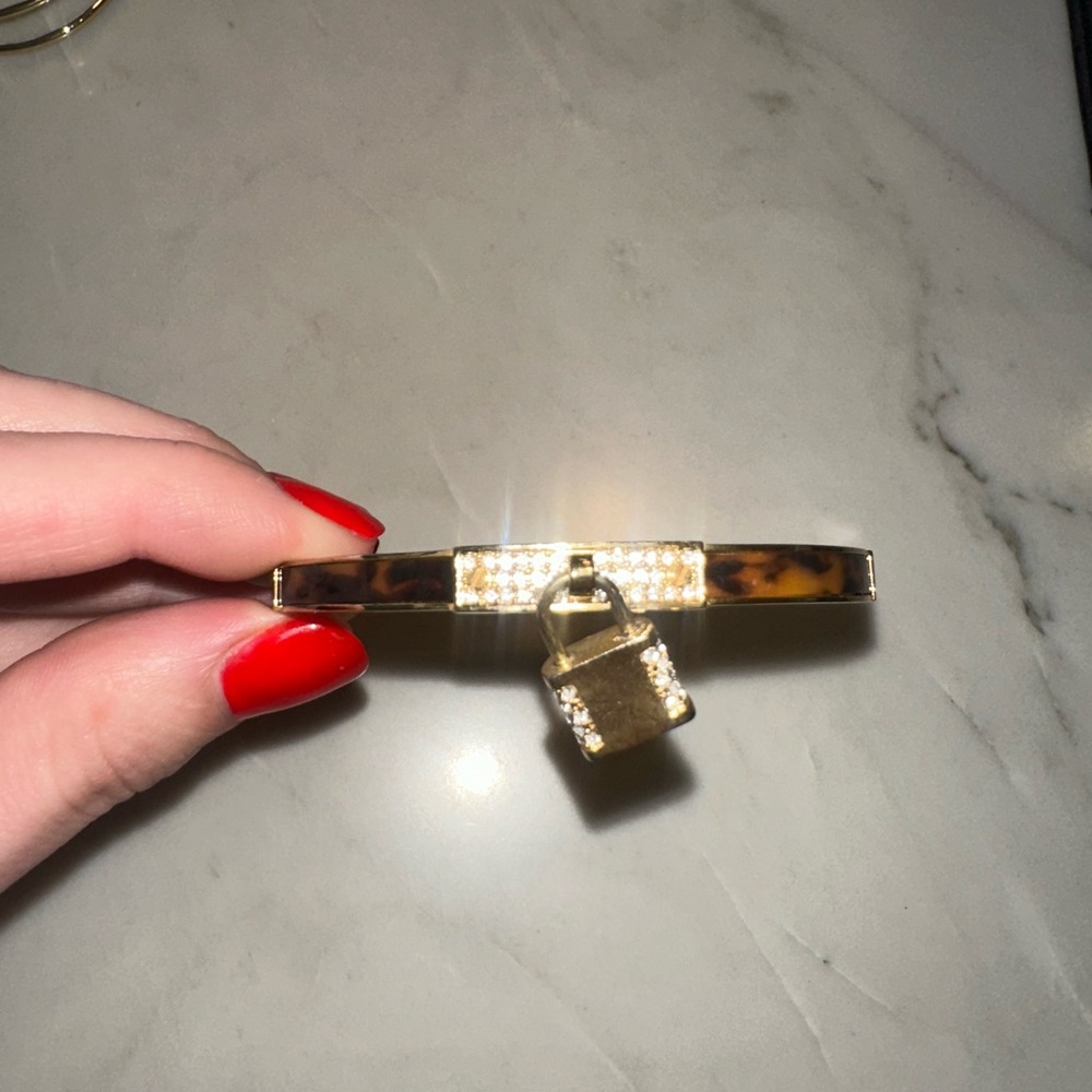 Michael Kors Tortoise and Gold Lock with Diamonds Bracelet